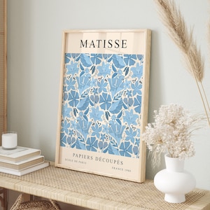 Impresión azul de Matisse, impresión de mercado de flores, arte de pared azul, póster de flores de Matisse, impresiones de arte azul, póster imprimible, impresiones digitales de pared