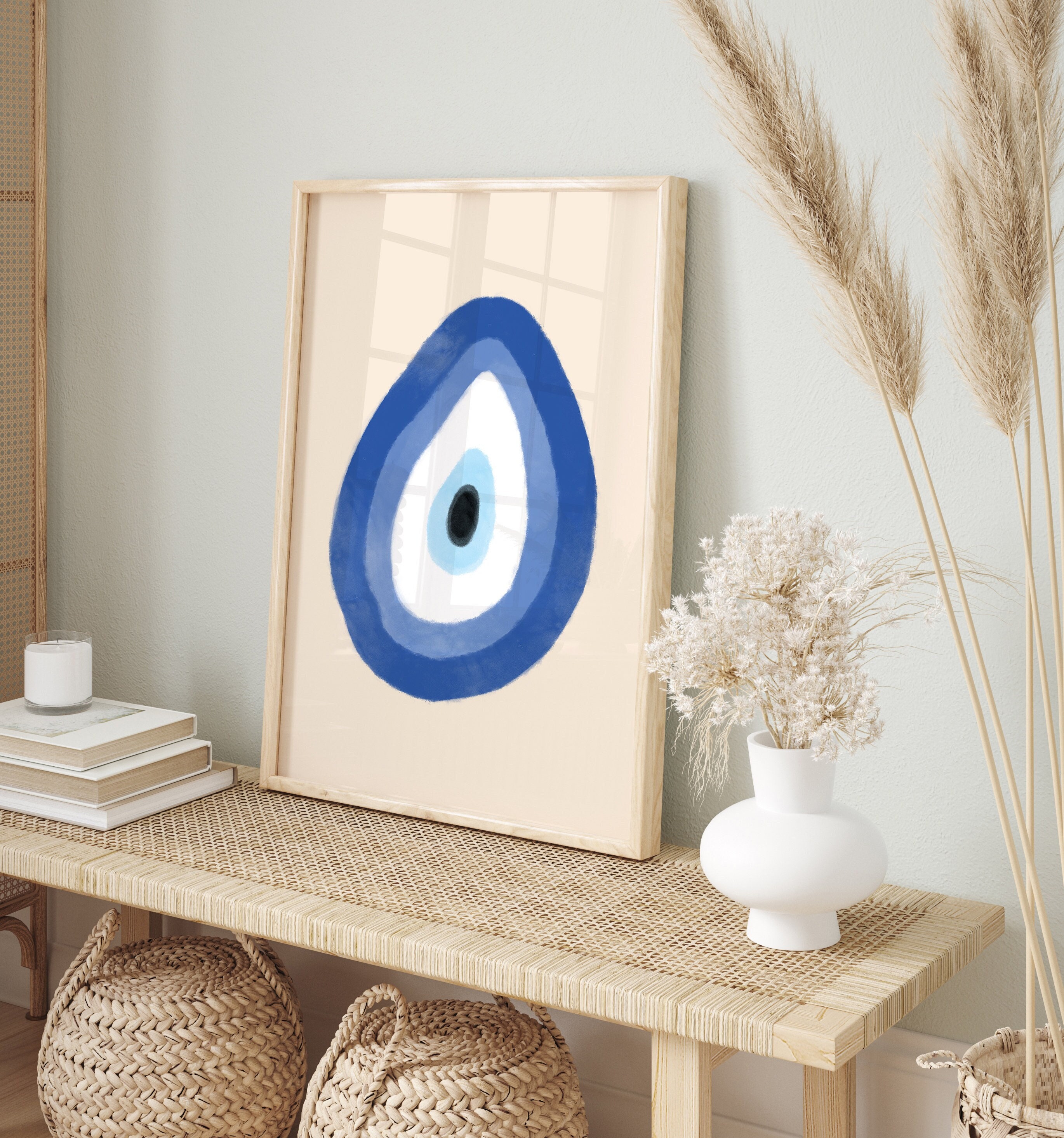 Evil Eye Print, Blue Evil Eye, Trendy Wall Art, Aura Collection Print, Gallery Wall Print, Nazar Poster, Printable Wall Art, Digital Print