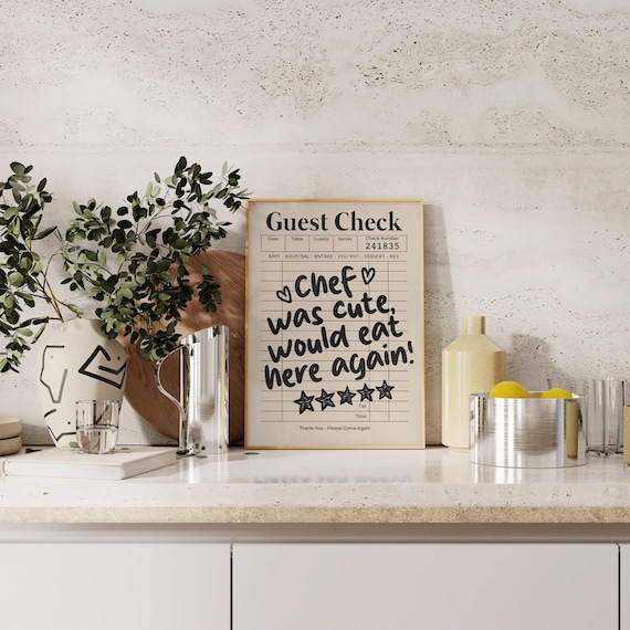 Guest Check Art Print, Kitchen Wall Art, Trendy Wall Poster, Guest Check Print, Preppy Wall Poster, y2k Print, Digital Art Print