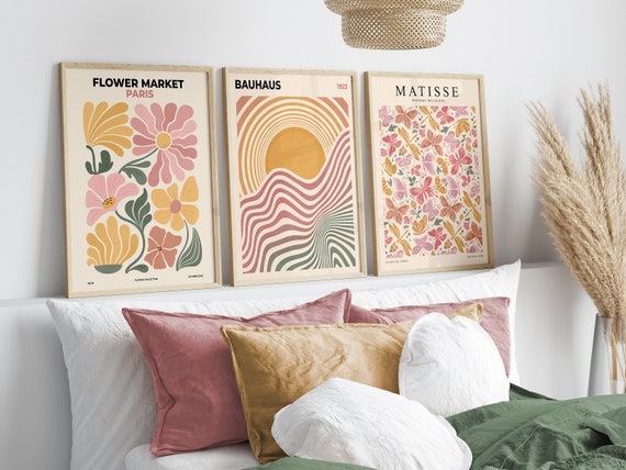 Abstract Gallery Art Wall Set of 3 Prints, Bahuaus Poster, Printable Wall Art, Exhibition Poster Set of 3, Matisse Print Set, Digital Art
