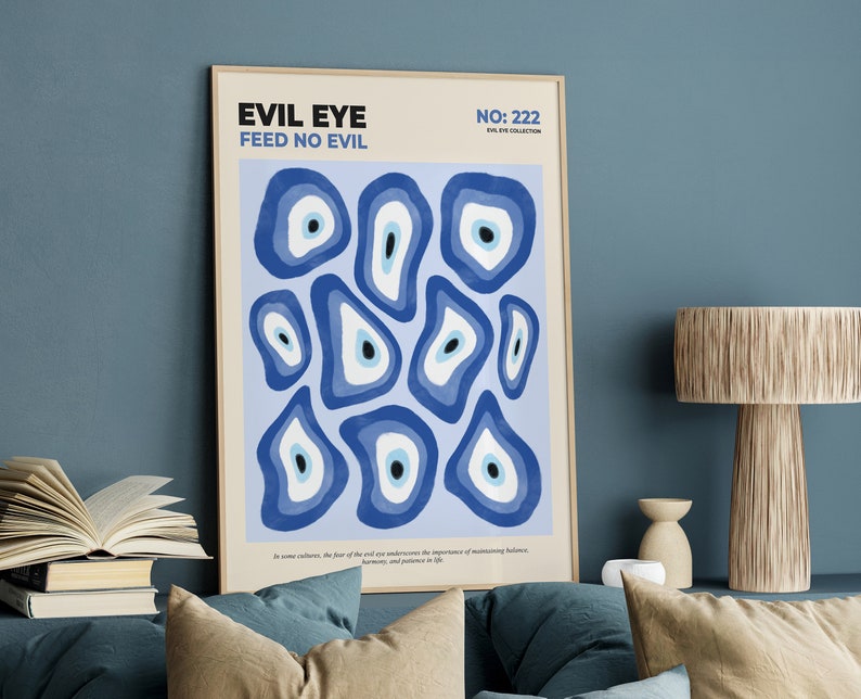 Evil Eye Set of 3 Prints, Trendy Wall Art, Blue Evil Eye, Aura ...