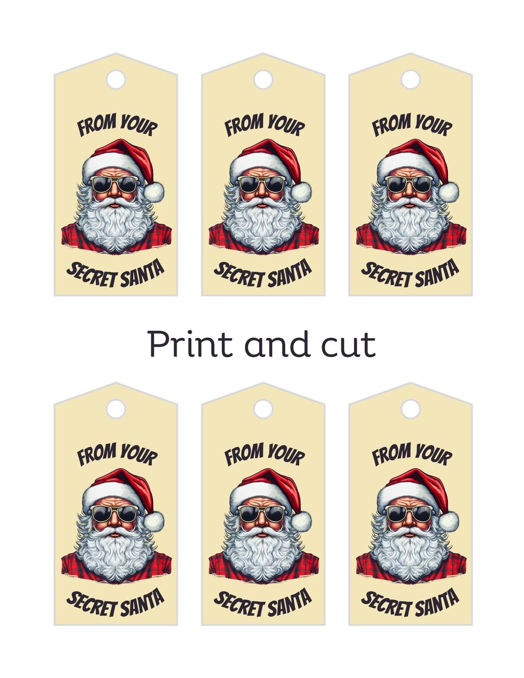 Santa Gift Labels Secret Santa Printable Tags Ideal for School or