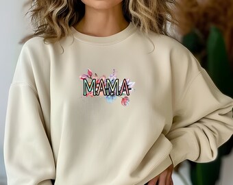 Trendiges Mama-Sweatshirt, Pullover für neue Mama, Junge und Mädchen-Mama, Mama-Sweatshirt, Mama-Geschenkpullover, Muttertagsgeschenk, Geburtstagsgeschenk, Geschenk für Mama