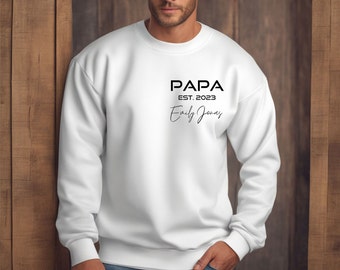 Personalisierbarer Papa Pullover mit Jahr und Namen, Papa Pullover, Vatertags Geschenk, Individueller Name Papa Pullover,Papa to be Pullover