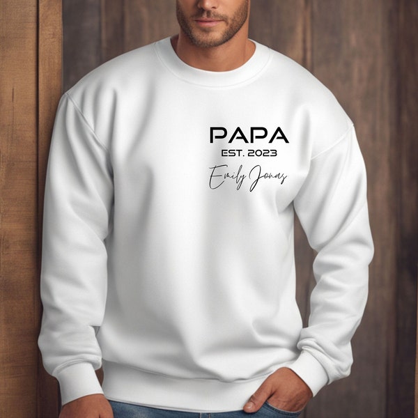 Personalisierbarer Papa Pullover mit Jahr und Namen, Papa Pullover, Vatertags Geschenk, Individueller Name Papa Pullover,Papa to be Pullover