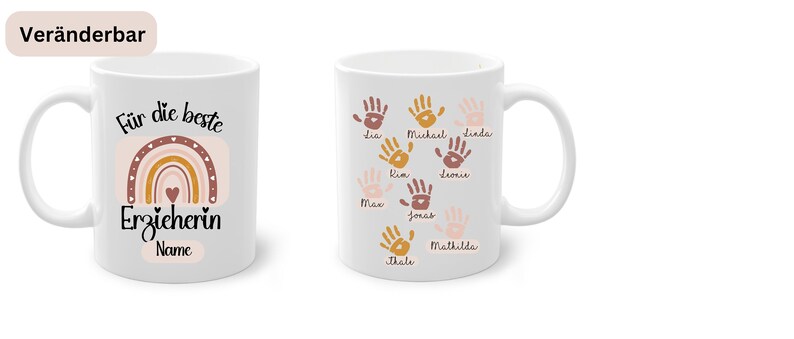 Personalisierbare Beste Erzieherin Tasse, Dankeschön, Tagesmutter, kindergarten abschied, geschenk abschied, erzieherin, kollegin Geschenk bild 2