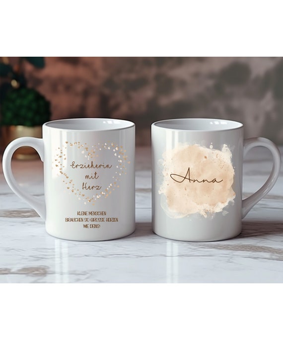 Personalisierbare Erzieherin mit Herz Tasse, Dankeschön, Tagesmutter, kindergarten abschied, geschenk abschied, erzieherin,kollegin Geschenk