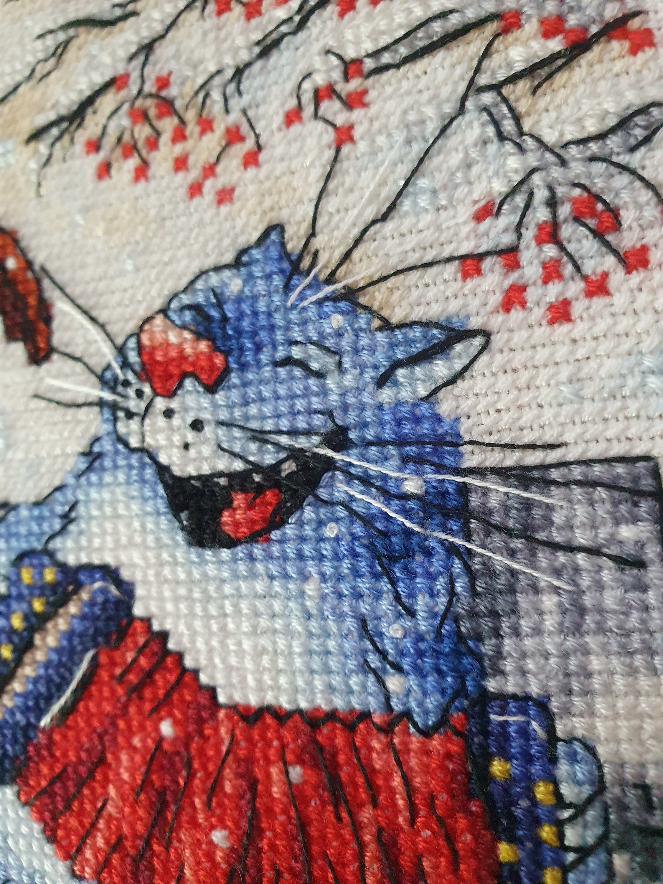 Play Accordion Cross Stitch Pattern Blue Cat and Rooster on Etsy