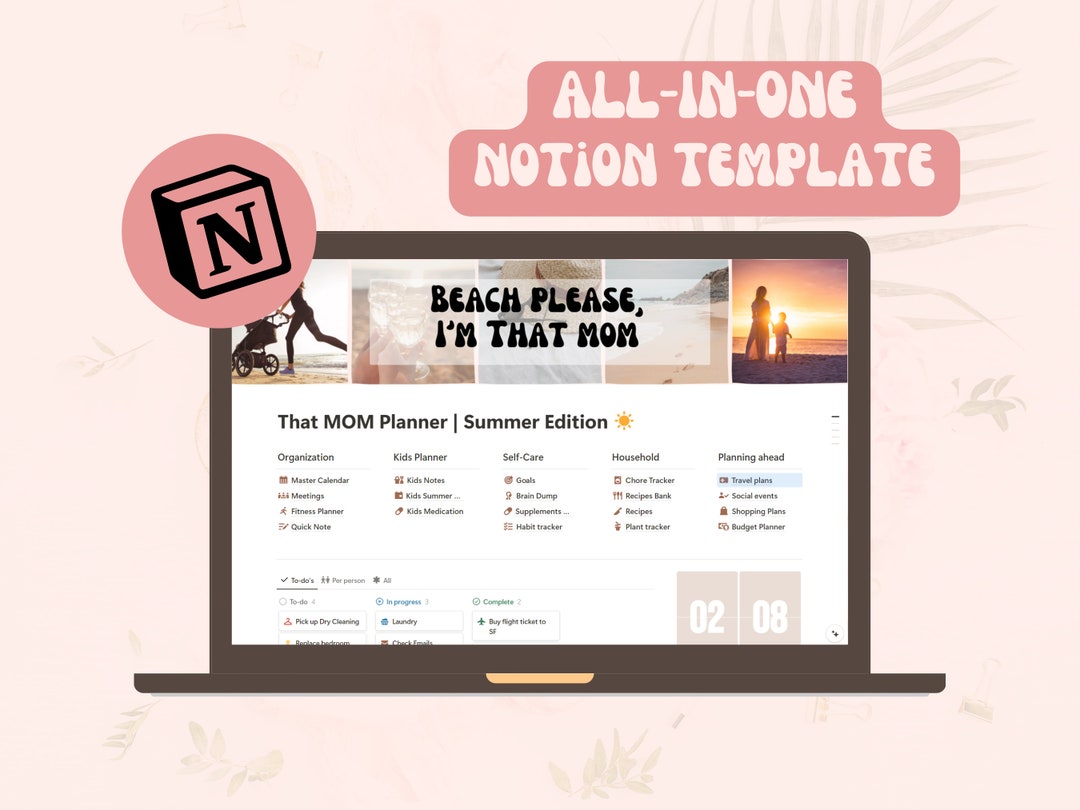 Notion Life Planner, Notion Template Summer, Notion Planner, Digital