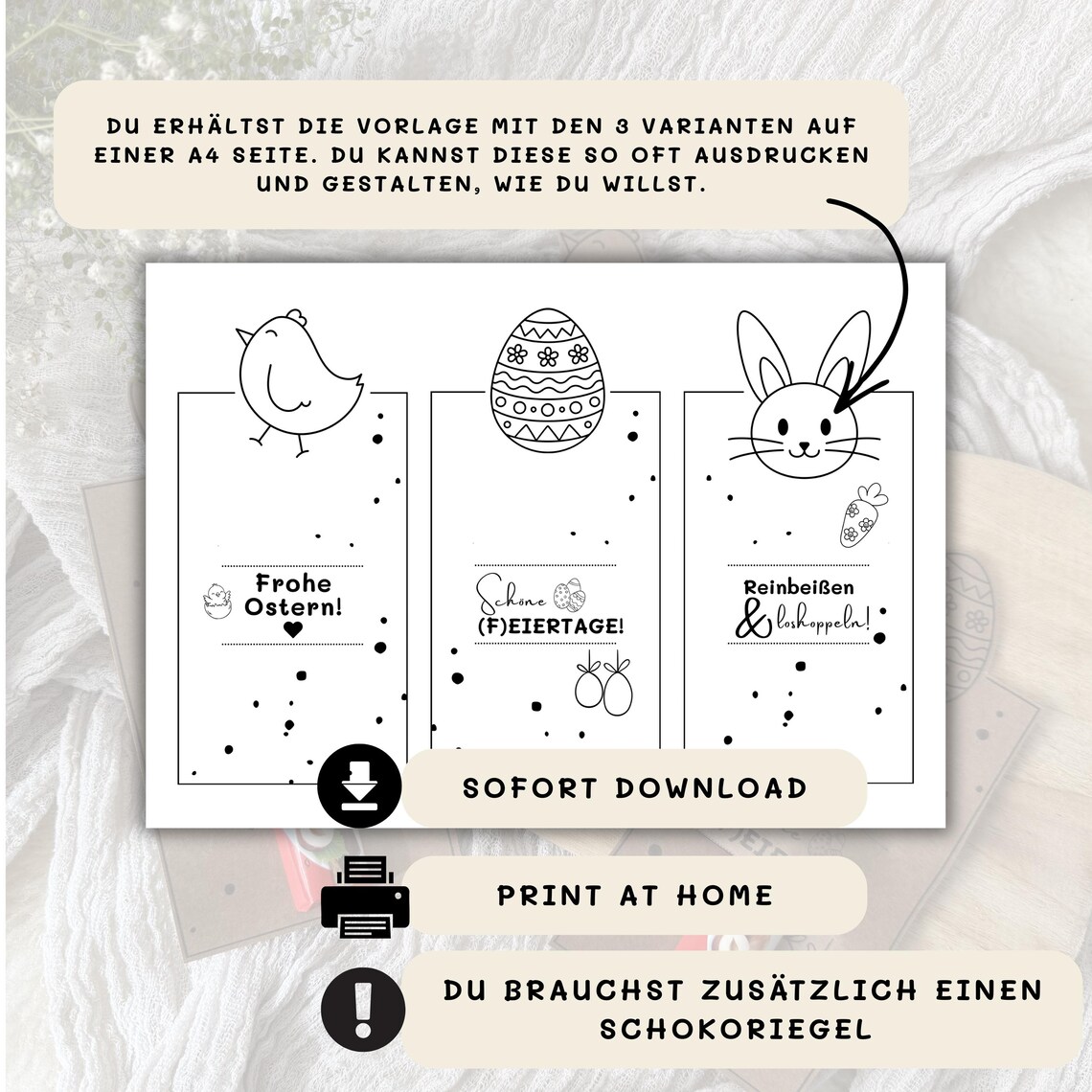 DIY Easter Place Card Chocolate Bar Template – Printable Easter Table ...