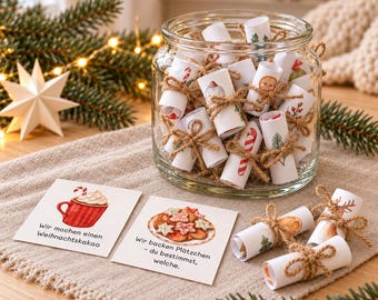 DIY Adventskalender für Kinder – 30 Gutschein-Ideen personalisierbar zum Ausdrucken | Familie | Weihnachtsaktivitäten | Sofort Download PDF
