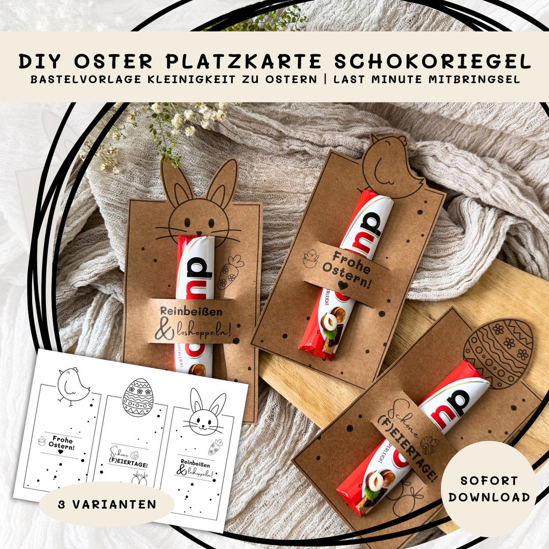 DIY Easter Place Card Chocolate Bar Template – Printable Easter Table ...