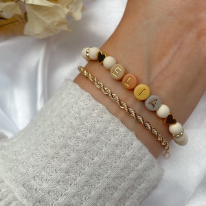 Name bracelet, pearl bracelet with name, initial bracelet, personalized bracelet, heart