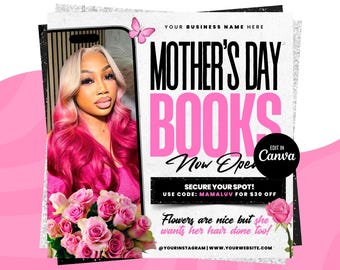 May Booking Flyer, Mothers Day Booking Flyer, May Hair, May Books Open, May Appointment Flyer, May Book Now, May Lashes Nail Braid Wig Flyer