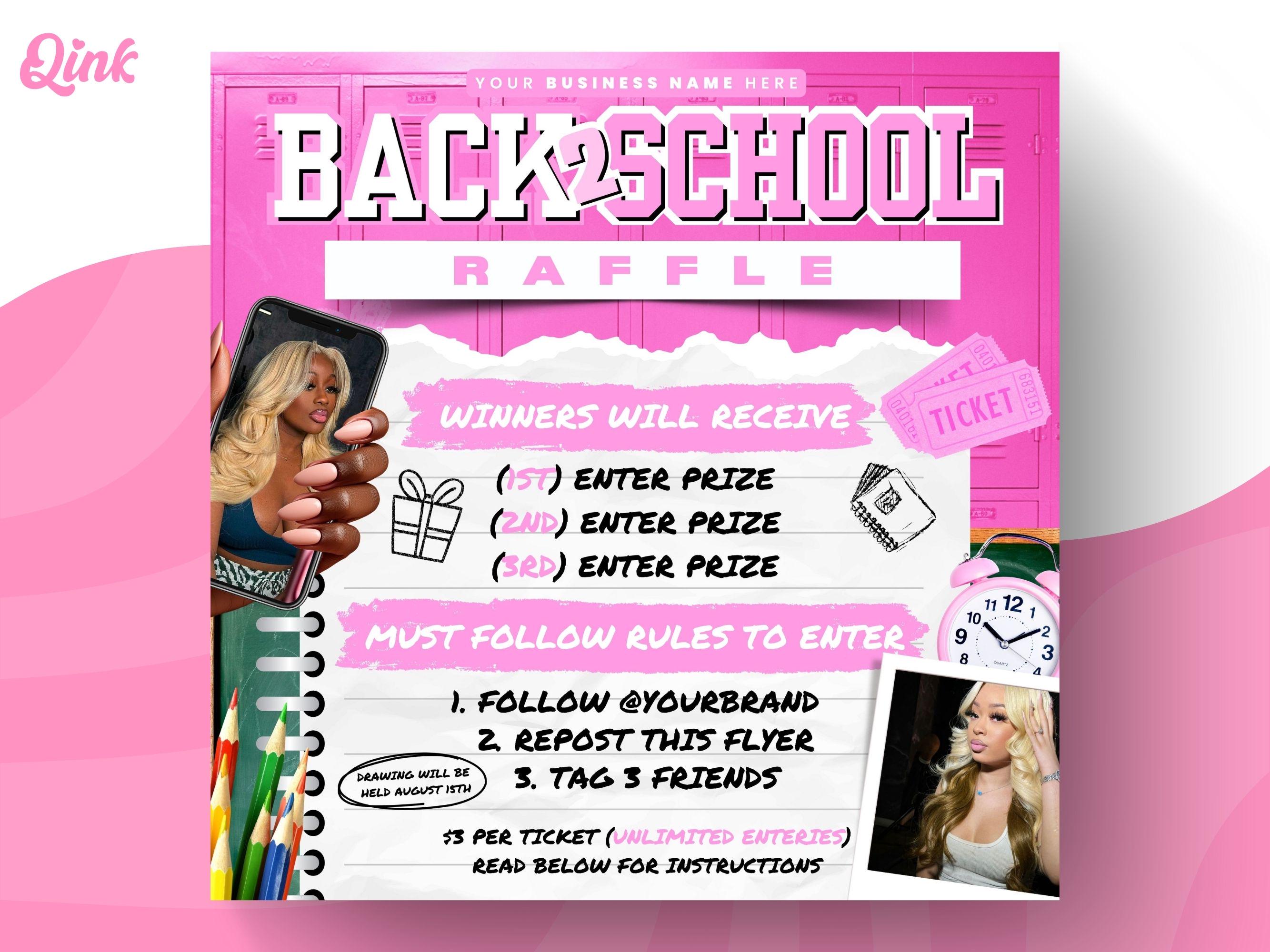 Back to School Raffle Giveaway Flyer, August Raffle Giveaway Flyer ...