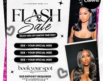 May include: A promotional graphic with the words "FLASH Sale" in a large, stylized font. The graphic includes the text "ENJOY 40% OFF LIMITED TIME ONLY" and three sections labeled "$$$ - YOUR SPECIAL HERE". Two photos of women are included.