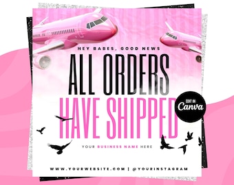 All Orders Shipped Flyer, Orders Have Shipped Flyer, Hair Flyer, Wig Flyer, Boutique Flyer, Sale Flyer, Stylist Beauty Lashes Nails Flyer
