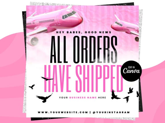 All Orders Shipped Flyer, Orders Have Shipped Flyer, Hair Flyer, Wig Flyer, Boutique Flyer, Sale Flyer, Stylist Beauty Lashes Nails Flyer