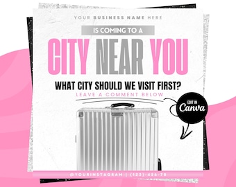 Traveling Makeup Artist Flyer Template, Traveling Hair Stylist, Traveling Lash Tech, Traveling Business Flyer, Cosmetic Beauty Travel Flyer