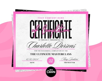 Plantilla de certificado de finalización, Certificado de entrenamiento de pestañas, Certificado de belleza MUA, Certificado de uñas, Plantilla de certificado de trenzas de cabello