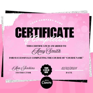 Certificate of Completion Template, Lash Training Certificate, MUA Beauty Certificate, Nails Certificate, Hair Braids Certificate Template