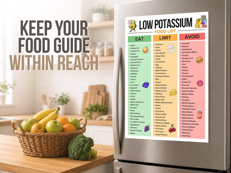 Low Potassium Food List Printable, Low Potassium Diet Chart, Kidney ...