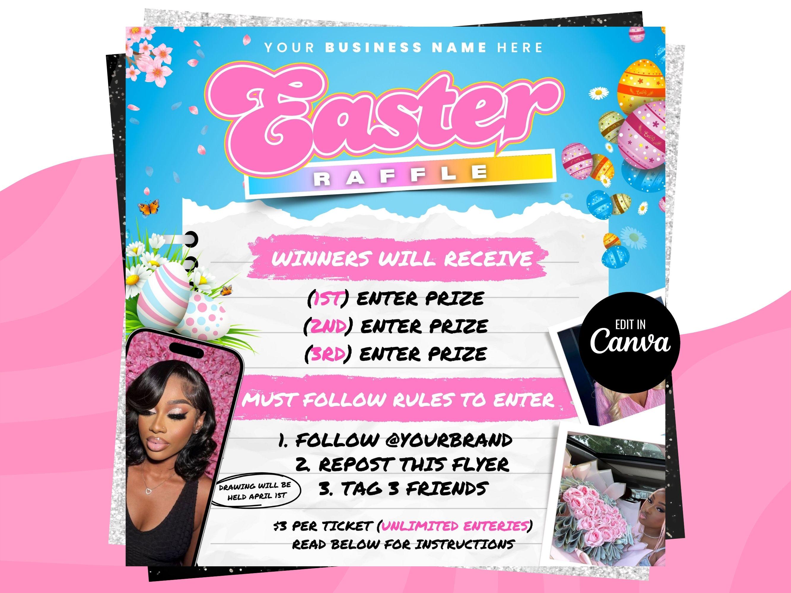April Raffle Giveaway Flyer, Easter Day Raffle Giveaway Flyer, Spring ...