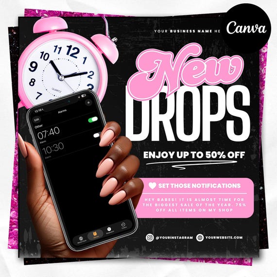 New Drop Flyer Editable Canva Template, New Collection Announcement Flyer, Product Launch Flyer, Small Business Flash Sale