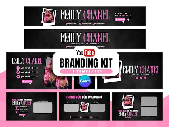 Youtube Branding Kit, YouTube Banner Kit, DIY Video Banner Template, Intro Banner, Outro Banner, Animated Intro, Animated Outro, Thumbnail
