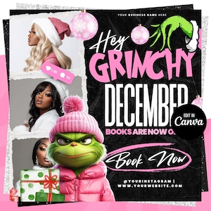 Dezember-Buchungen, Dezember-Buchungsflieger, Weihnachtsbucher-Flyer, Dezember-Haar, Termin verfügbar, Lash Braid Nail Perücke Dezember-Flyer