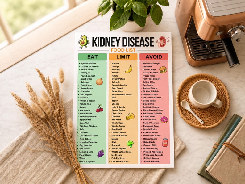 Kidney Disease Food List Printable, Kidney Friendly Foods Chart, Renal ...