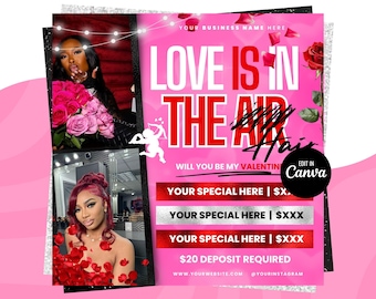February Hair Booking Flyer, Valentine’s Day Flyer, Valentines Hair, February Hair, February Lash, Valentines Braids Wig Nail Lash Makeup