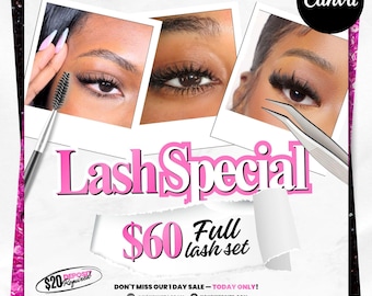 Lash-boekingsflyer, Lash Deal-flyer, Lash Extension-flyer, Wimperextensions Sale-flyer, New Lashes, Lash Tech-flyer, Canva-bewerkbaar