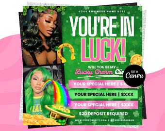 Boekingsflyer maart, St.Patricks Day-flyer, maart Books, March Madness-flyer, maart Boek nu, maart Hair, March Lashes Nails Braid MUA-flyer