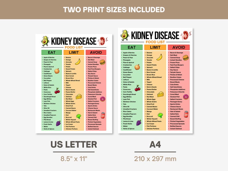 Kidney Disease Food List Printable, Kidney Friendly Foods Chart, Renal ...