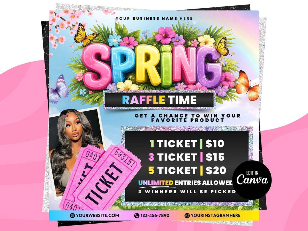 April Spring Raffle Spring Raffle Giveaway Flyer, Easter Raffle Giveaway Flyer, April ...