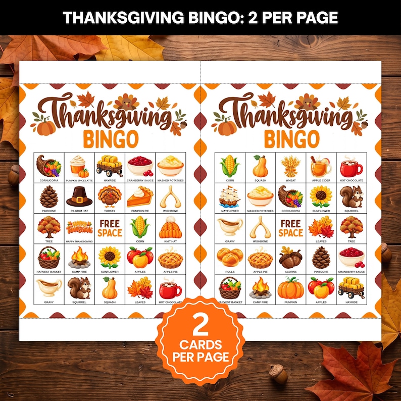 Thanksgiving Bingo, 50 Thanksgiving Bingo Cards, Thanksgiving Activity ...