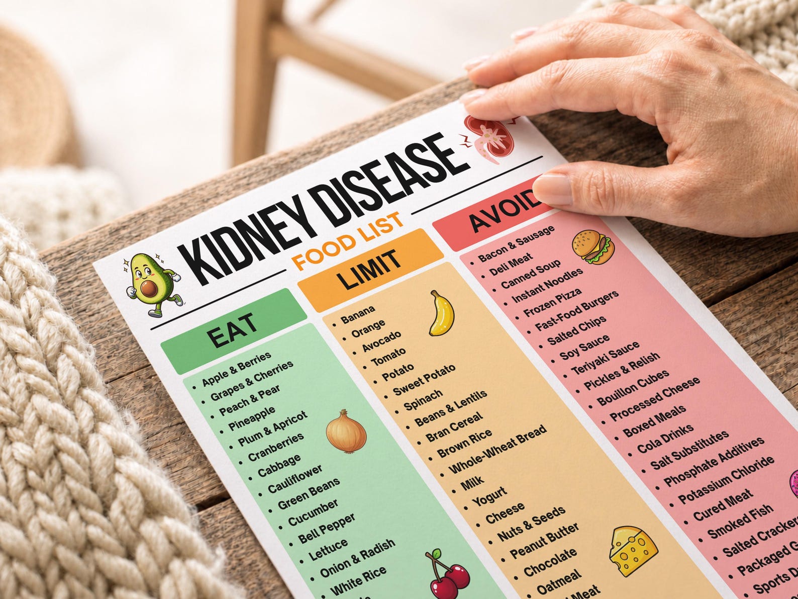 Kidney Disease Food List Printable, Kidney Friendly Foods Chart, Renal ...