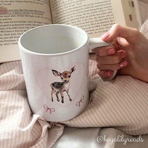 Baby Deer Ceramic mug - Coquette Animal Painting Home Decor - Cute New House Gift  - Bambi Kitchen - Girly Gifts for Her - Cottage Core Home