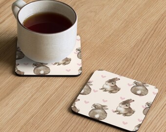 Posavasos de corcho con diseño de conejito - Vajilla elegante - Utensilios de cocina adorables - Decoración encantadora para el hogar - Accesorios estéticos para el hogar