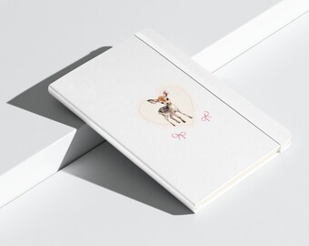 Cuaderno de tapa dura Coquette Baby Deer - Cute Animal Journal - 80 páginas rayadas - A5 - Papelería Dollette core - Útiles escolares de Bambi