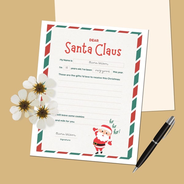 Christmas List For Kids | Letter To Santa Christmas Gift | SET OF 2 Printable Letters To Santa