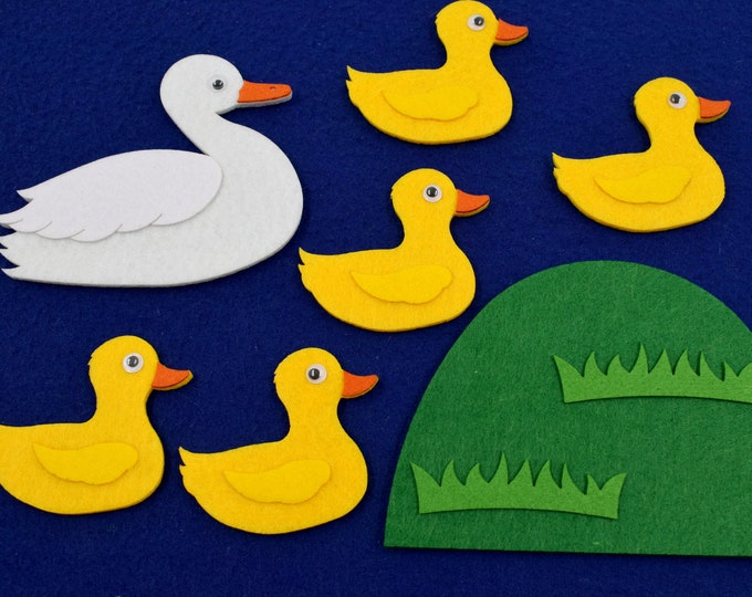 5 Little Ducks Felt Quiet Book Toddler Page and Flannel Board Play Set ...