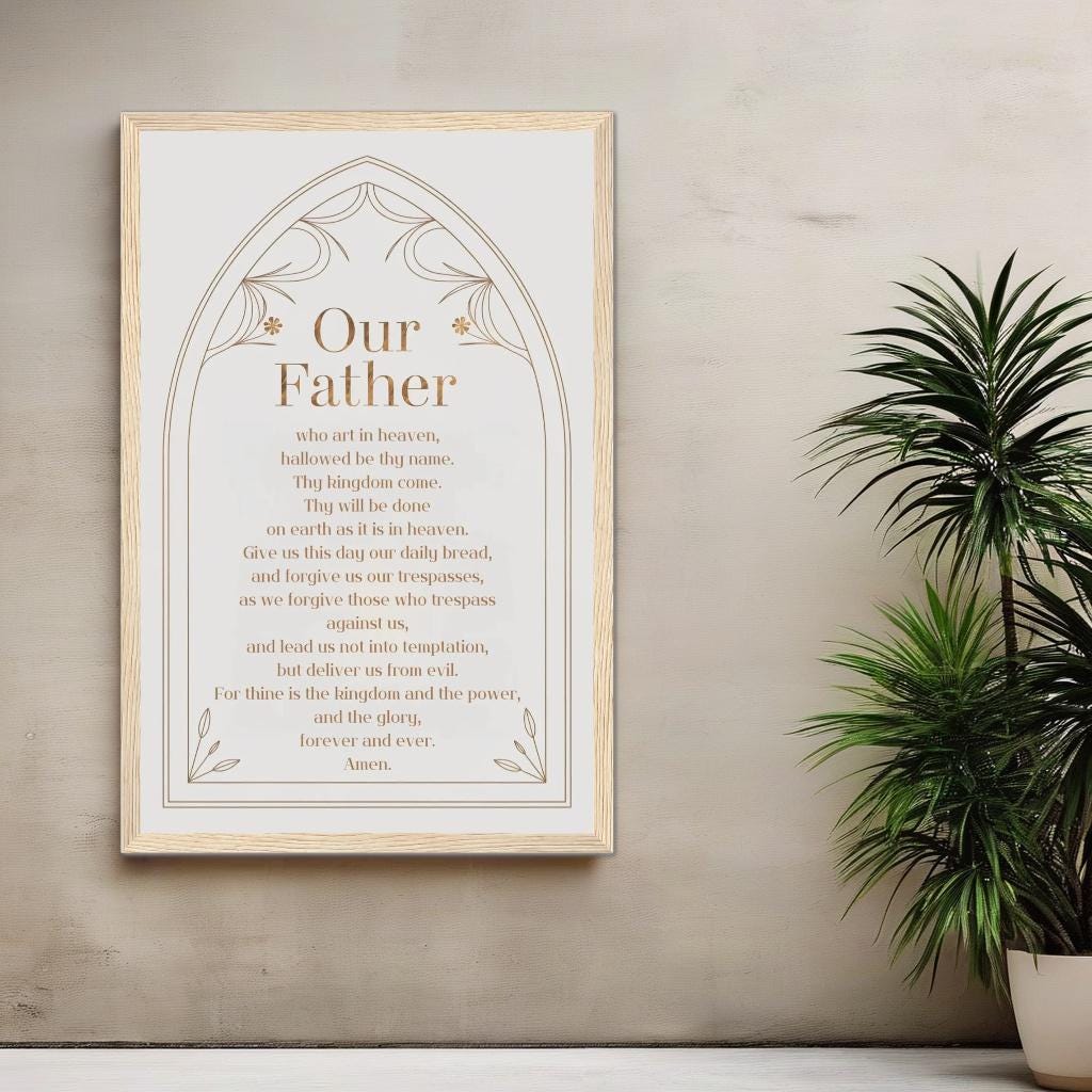 Lords Prayer Wall Art Christian Home Decor Framed Prayer Print ...