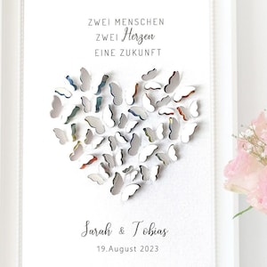 personalisiertes Geldgeschenk Herz zur Hochzeit, 3 D Optik