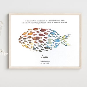 Personalisiertes Geldgeschenk Fisch zur Kommunion, Konfirmation, Jugendweihe