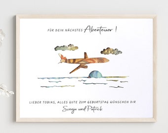 Personalisiertes Geldgeschenk Flugzeug Geburtstagsgeschenk Flugreise