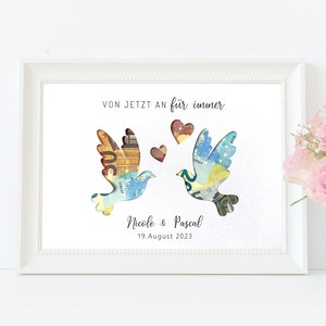 personalisiertes Geldgeschenk Tauben , Hochzeitsgeschenk