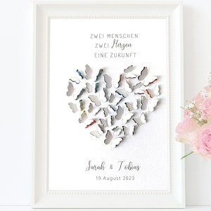 personalisiertes Geldgeschenk Herz zur Hochzeit, 3 D Optik