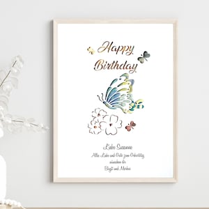 personalisiertes Geldgeschenk  zum Geburtstag, Glückwunschkarte Schmetterling